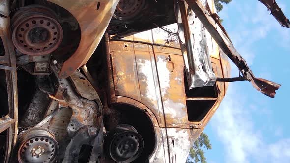 Vertical Video of Destroyed Cars in the City of Irpin Ukraine