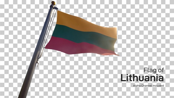 Lithuania Flag on a Flagpole with Alpha-Channel