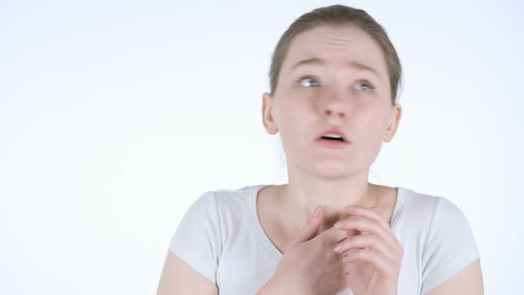 Portrait of Crazy Confused Redhead Young Woman