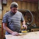 Male Carpenter Working with Electric Sander at His Joinery - VideoHive Item for Sale