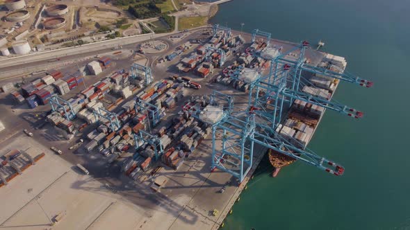 Aerial view of maritime transport and customs area