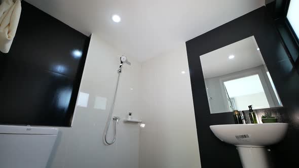 Modern Black and White Tiles Bathroom Decoration