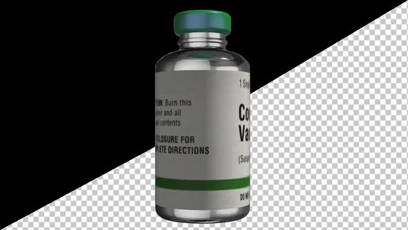 Coronavirus Covid - 19 Vaccine Bottle Rotate With Alpha - 4K