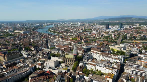 Panoramic View Over the City of Basel in Switzerland From Above