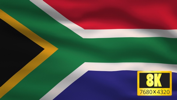 8K South Africa Windy Flag Background