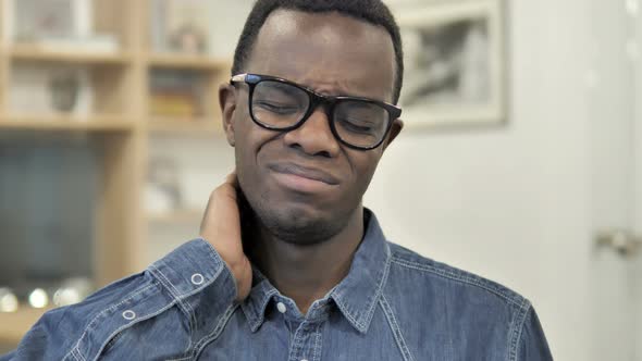 Neck Pain, Tired Afro-American Man 