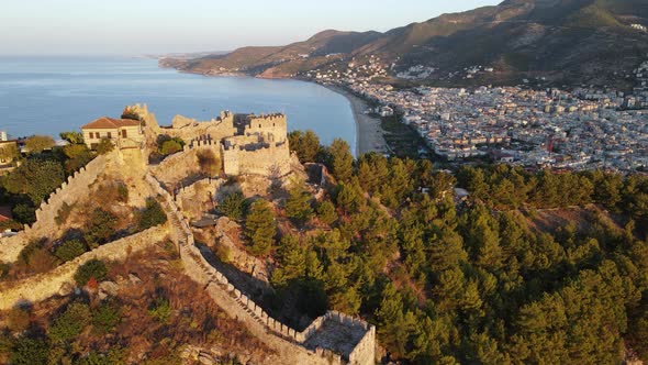 Alanya Castle - Alanya Kalesi Aerial View. Turkey