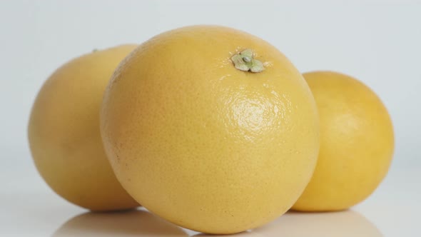 Close-up of grapefruit Citrus paradisi on white background slow tilt 4K footage