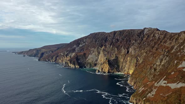 Aerial of Slieve League Cliffs Are Among the Highest Sea Cliffs in Europe Rising 1972 Feet or 601