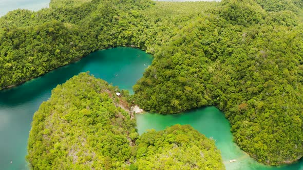 Aerial View of Sugba Lagoon SiargaoPhilippines