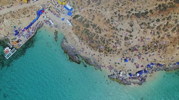 Blue lagoon in malta from above