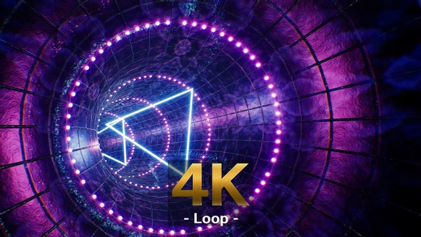 Neon Triangle Light In The Grunge Tiled VJ Tunnel 4K alt