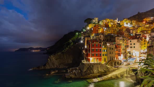 Time Lapse of the beautiful and scenic seaside village of Riomaggiore in Italy