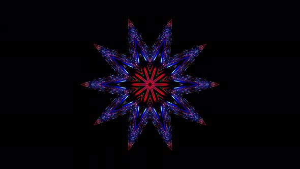 colorful stripes glowing wave flower shape, kaleidoscope black background