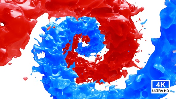 Spinning Twisted Red And Blue Paint Splash 4K alt