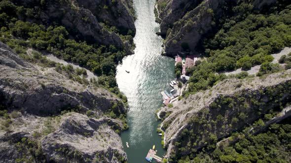 Matka Canyon from above. Drone view.