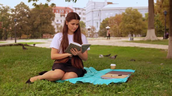 Girl Studying Outdoors 