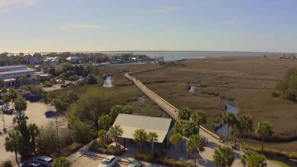 Aerial view of Shem Creek Boardwalk