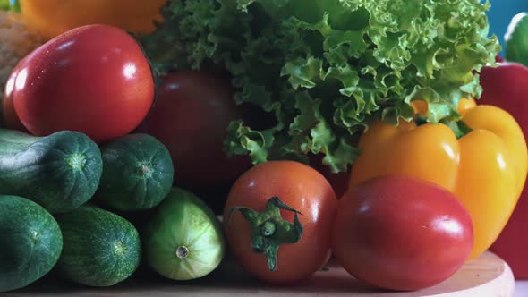 Close Shot of Mixed Fresh Vegetables Spinning