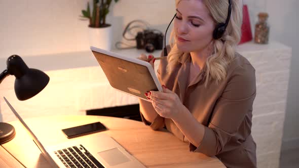 Woman Working with Tablet Design