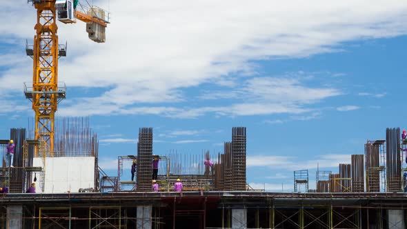 Time-lapse of worker working on a construction site