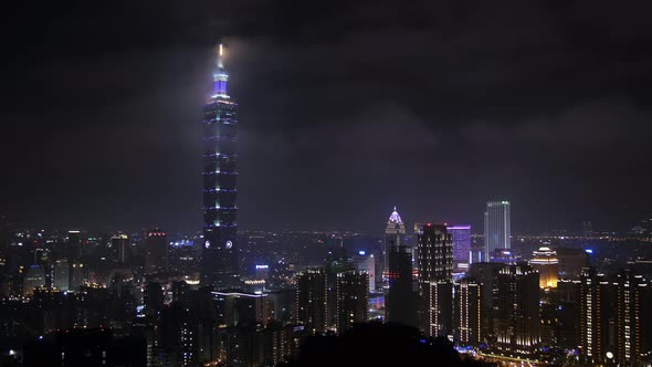 Taipei Taiwan City Skyline At Night