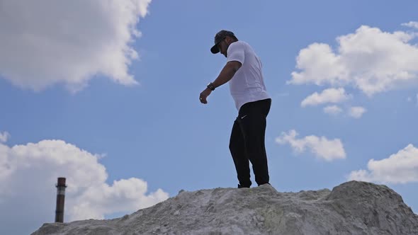 View of strong african man posing outdoor