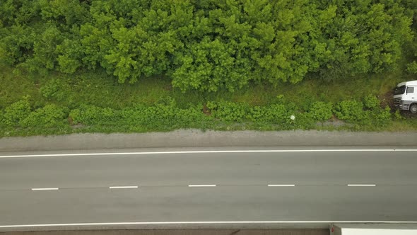 Aerial View of an Overturned Truck