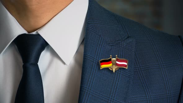 Businessman Friend Flags Pin Germany Latvia