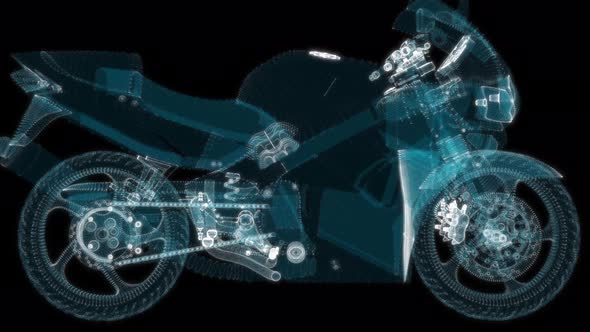 Abstract Motorcycle Consisting of Glow Points and Lines alt