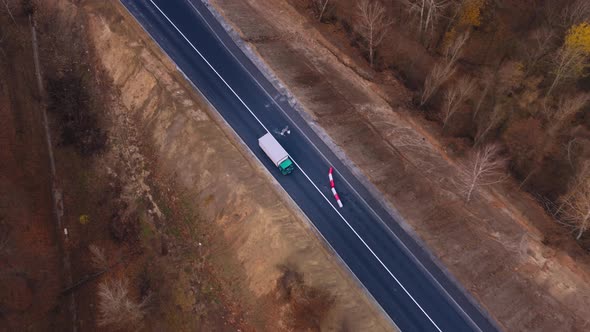 Aerial Tracking Shot of Truck