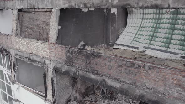 Ukraine  Building Destroyed By the War in Stoyanka Bucha District