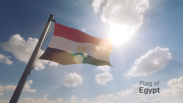 Egypt Flag on a Flagpole V2 