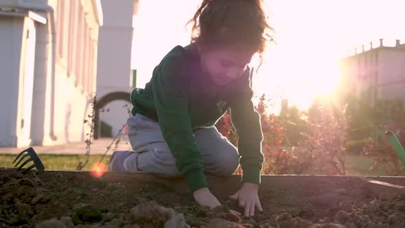 Schoolgirl In Ecological Garden