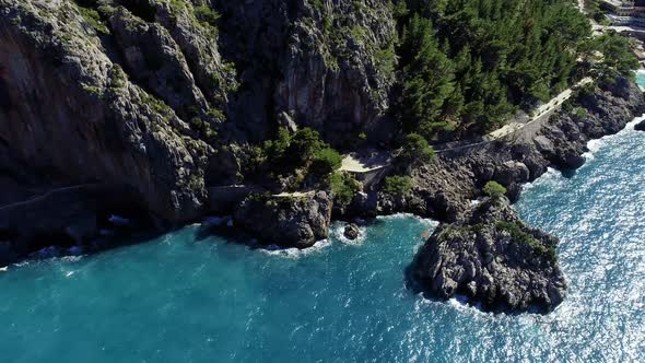 Flight Over Beautiful Seashore at Mallorca