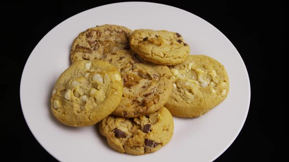 Cinematic, Rotating Shot of Cookies on a Plate