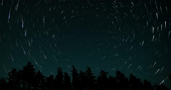 Cometshaped Star Trails in the Night Sky