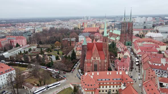 Cityscape of Wroclaw Panorama in Poland Aerial View