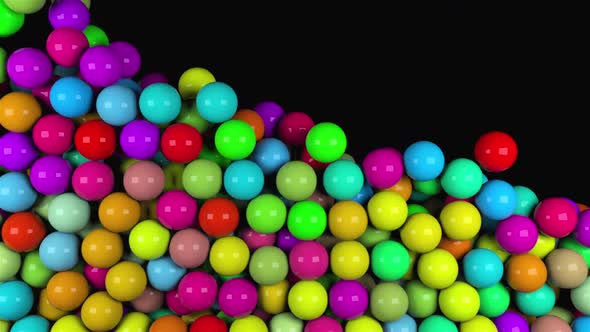 Many Abstract Colorful Glossy Balls Fall 3d Render Computer Generated Background