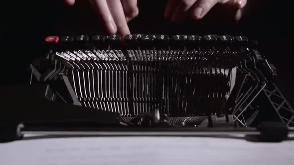 Script Writer on a Typewriter Writes a Screenplay for the Film