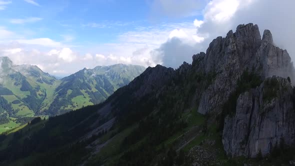 Aerial drone scenic mountain view.