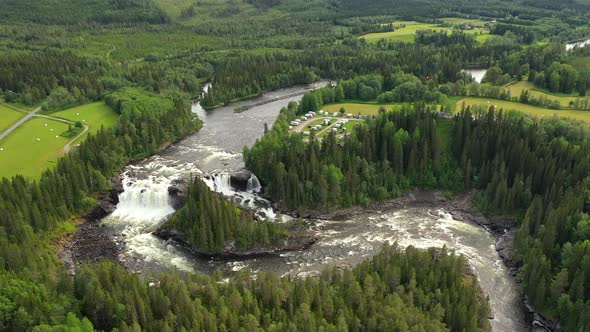 Ristafallet waterfall in the western part of Jamtland