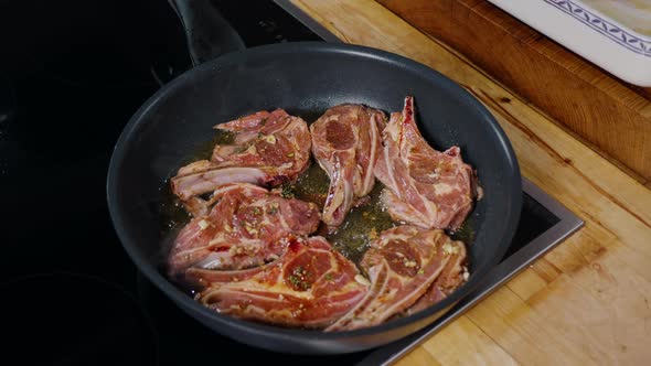 Lamb Cooking. Delicious Meat dish.