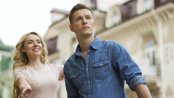 Guy Waiting for Date, Girlfriend Coming From Behind, Covering His Eyes, Love