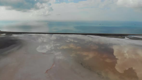 Aerial View of Beige Salt Lake