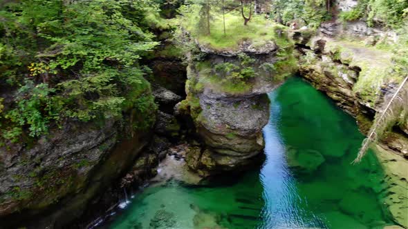 Beautiful view to the Traunfall in Upper Austria drone video