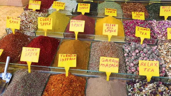 Colorful Spices at Egyptian Market (Spice Bazaar) in Istanbul