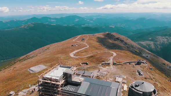 Aerial View Top of Pip Ivan Chernogorsky Mountain and Carpathian Mountain Range