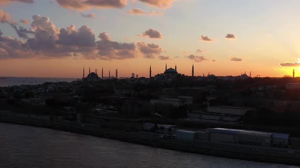 Mosques in Fatih District at Sunset