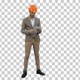 Young manager in helmet holding tablet, Alpha Channel - VideoHive Item for Sale